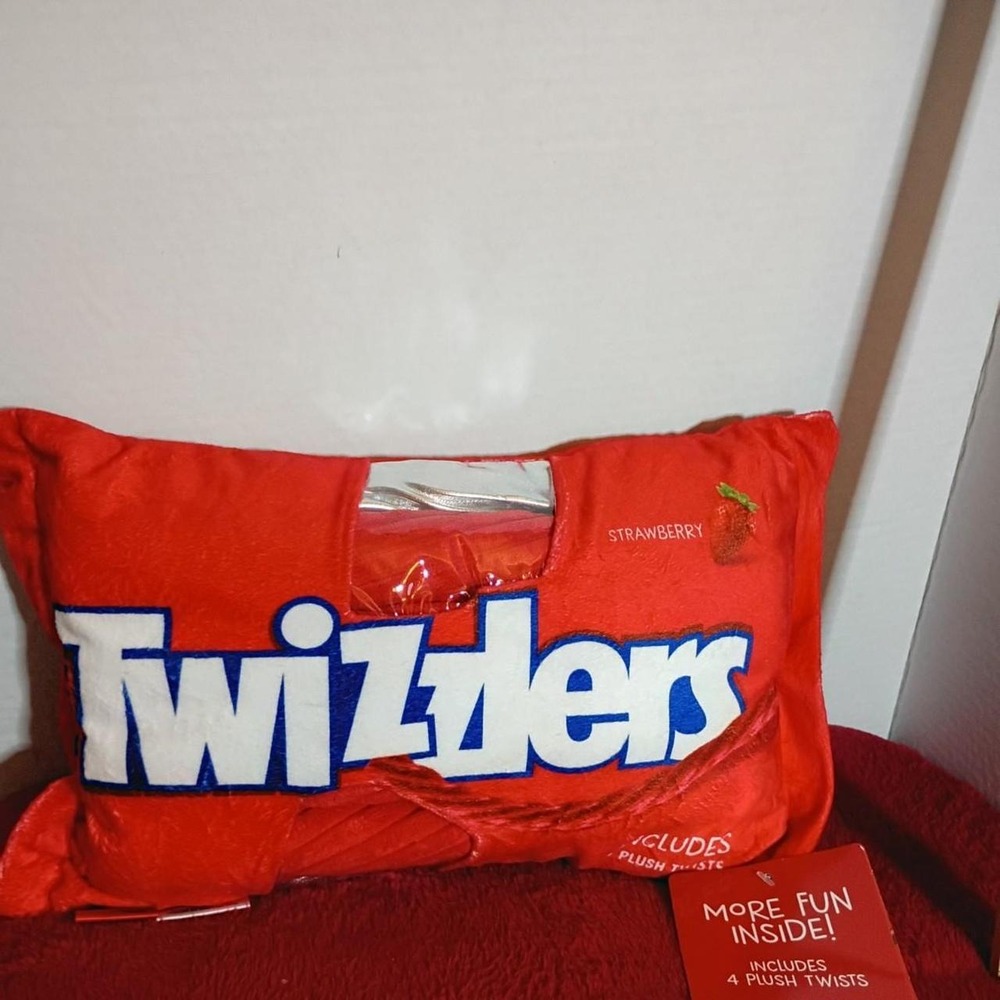 Twizzlers Strawberry Plush Pillow with 4 Plush Twists Iscream Hershey Licensed